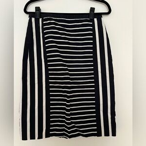 J. Crew Black and White Striped Pencil Skirt